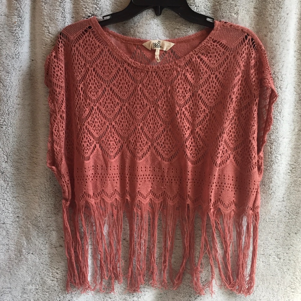 Black Poppy Fringe Top